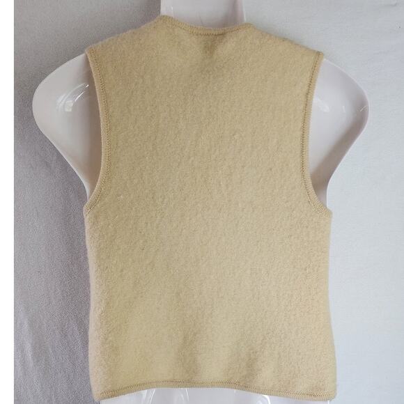Vtg Van Heusen Cream 100% Wool Sleeveless Sweater Vest with Zipper, Pockets W M - Picture 2 of 7